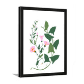 Minimalist Pink Floral Wall Art Painting with Black Frame